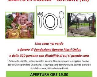 “Piatti” d’Estate al Parco del Sorriso, sabato 23 giugno a Luvinate una cena all’aperto per Fondazione Piatti